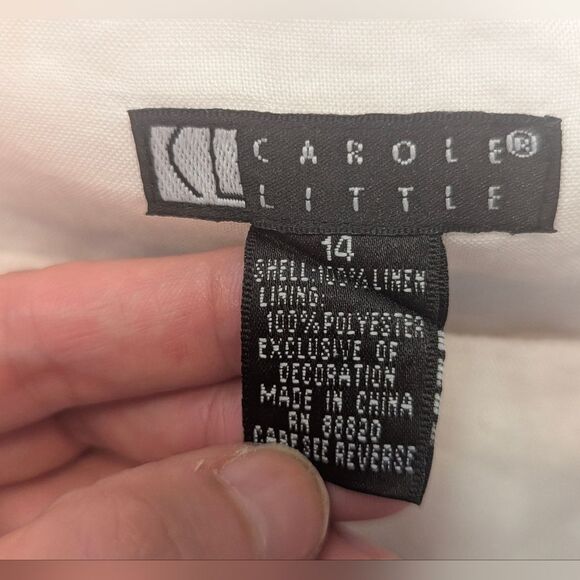 Carole Little 100% Linen A-Line Midi Skirt embroidery Floral sequin Boho Size 14 - Picture 6 of 6